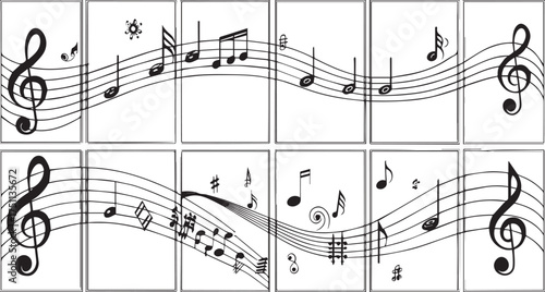 Abstract Music Notes on Staff Lines Musical Art Background Design