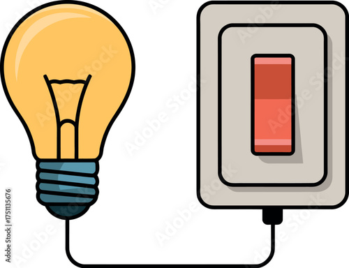Light bulb and switch isolated on white background illustration