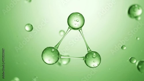 3D Molecular Structure Green Background Science and Chemistry Concept