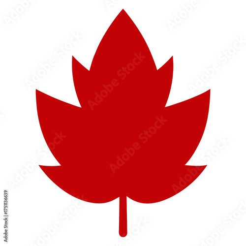 Red maple leaf symbol isolated on white background