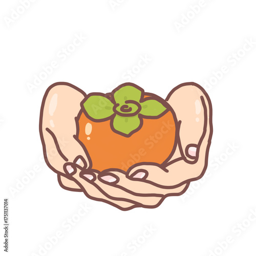 Sweet persimmons in hand