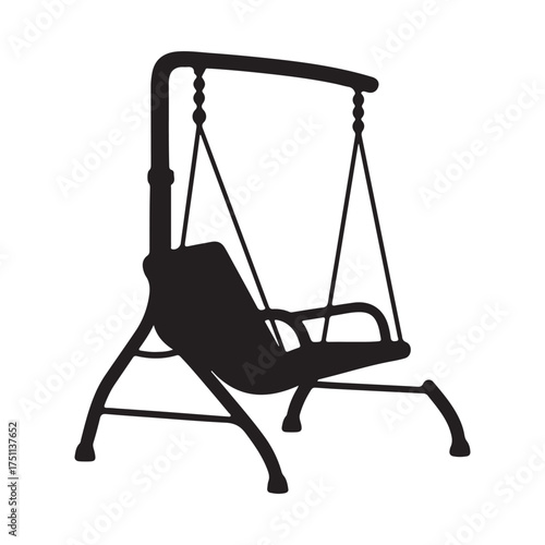 Elegant Porch Swing Silhouette Isolated on White Background Ideal for Relaxation and Outdoor Living Designs