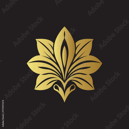 Lucid Origin Luxury golden flower logo with intricate