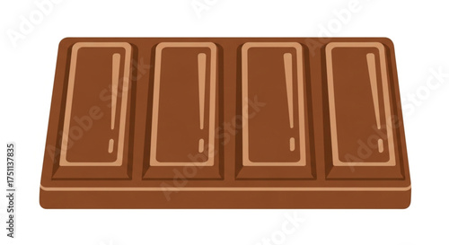 A delicious chocolate bar, a sweet treat for any time of day, perfect for a cartoon illustration or graphic design