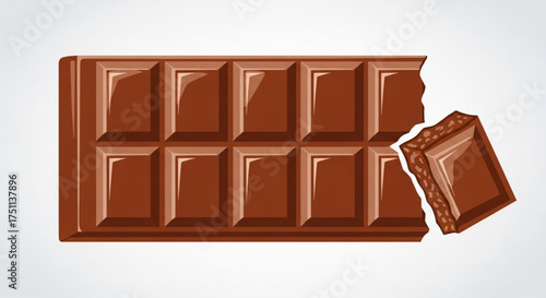 Delicious milk chocolate bar with a missing piece, perfect for satisfying your sweet cravings and indulging in a treat