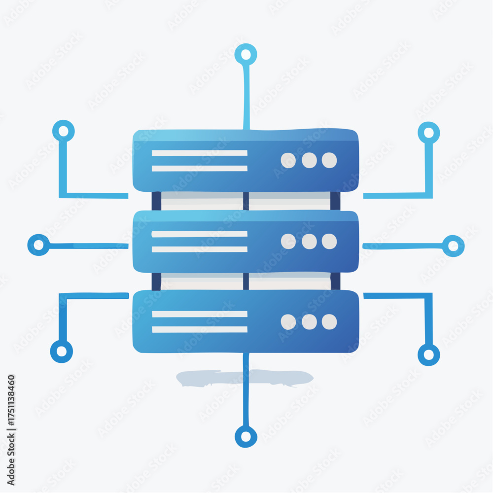Obraz premium Digital Server Infrastructure Representation with Network Connections and Data Processing Icon