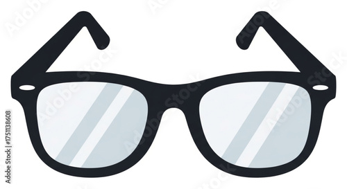 Illustration of black frame glasses with clear lenses for vision correction and adding a stylish accessory