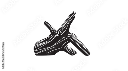 Bold monochrome driftwood graphic with striking lines adds organic modern style to any design project, ideal for branding, backgrounds, and print materials for nature lovers