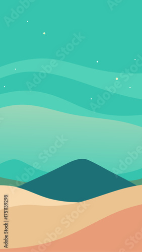Illustration of a landscape with dunes and hills