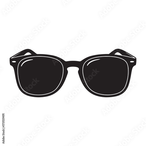 Stylish Black Sunglasses Vector Illustration Summer Fashion Accessory Icon Design Black and White Minimalist Style for Websites