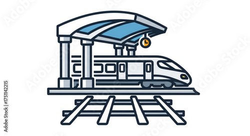 Modern highspeed train at the station public transport, railway, travel, and transportation concept vector illustration