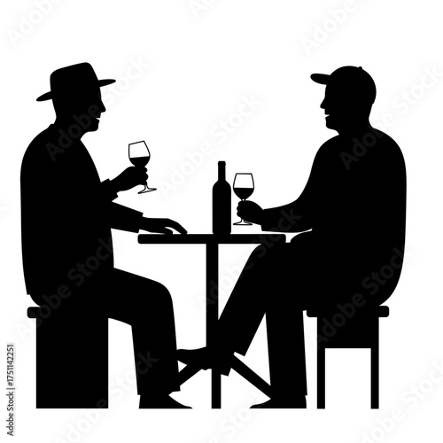 Two men enjoying wine tasting at table celebrating International Men's Day  
