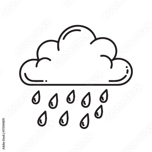 Cloud and Rain Icon Weather Symbol Depicting Precipitation and Atmospheric Conditions
