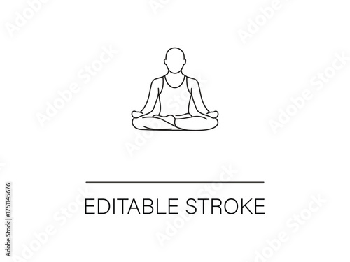 Find inner peace with yoga and meditation for mindfulness and wellness using this editable stroke illustration for serenity and balance.