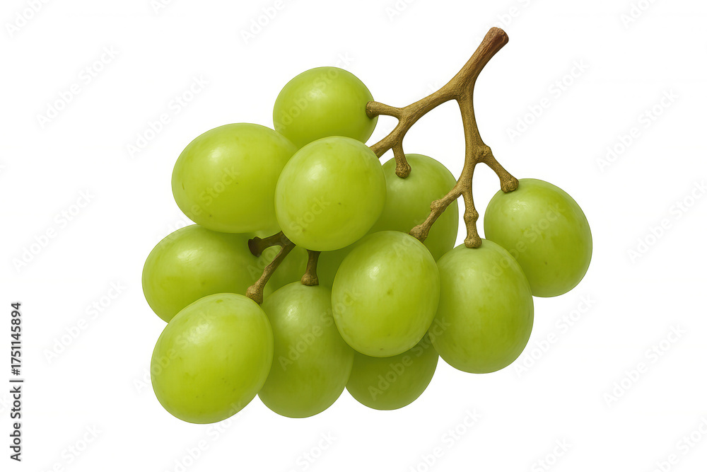 Obraz premium Fresh green grapes bunch showing healthy eating, dieting and fresh organic fruit concepts on transparent background