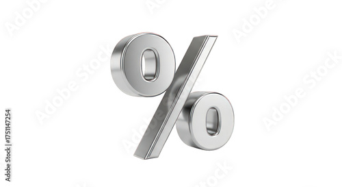 Silver percentage sign on transparent background isolated on transparent background