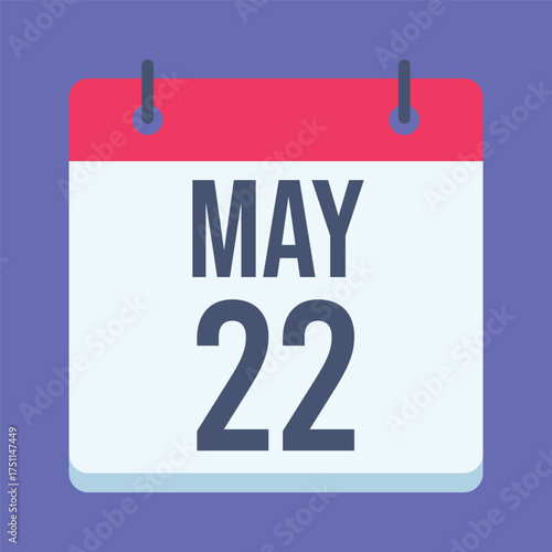 22 May International Day for Biological Diversity Calendar. Blue Background. Isolated Vector Calendar.