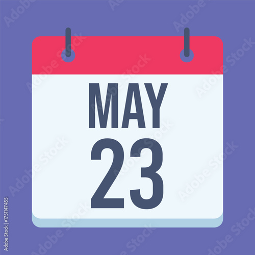 23 May Calendar. Blue Background. Isolated Vector Calendar.