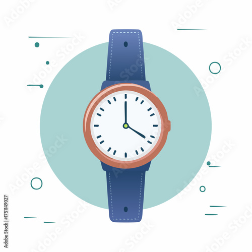 Illustration of a wrist watch with a blue strap, showcasing precise time measurement concept