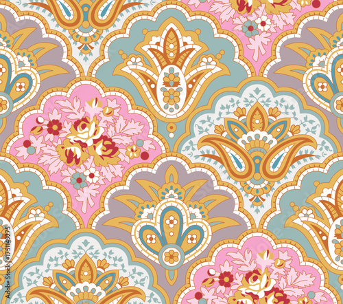 Classic Popular Flower Seamless pattern background - For easy making seamless pattern use it for filling any contours