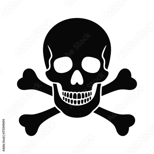Classic skull and crossbones symbol danger warning sign isolated graphic