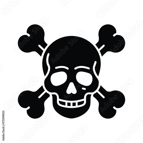 Silhouette of a skull and crossbones symbol warning danger hazard sign icon graphic
