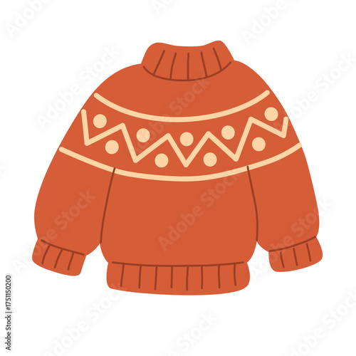 Knitted Sweater in Flat Style for Cozy Winter Season