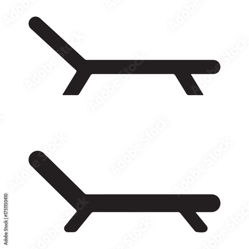 Iconic Beach Lounger Silhouette for Summer Vacation and Relaxing Getaway in Tropical Destinations Simple Design