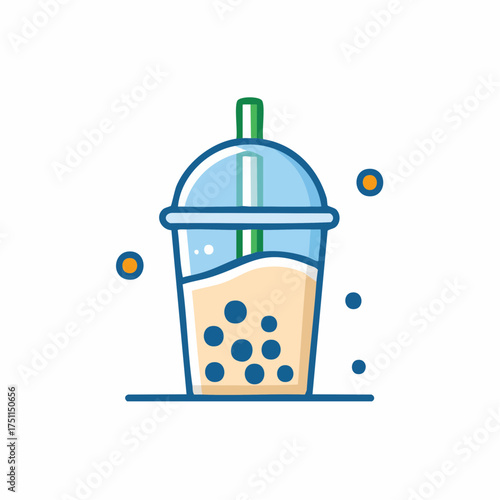 Illustrative depiction of a bubble tea beverage in a vibrant and modern digital design