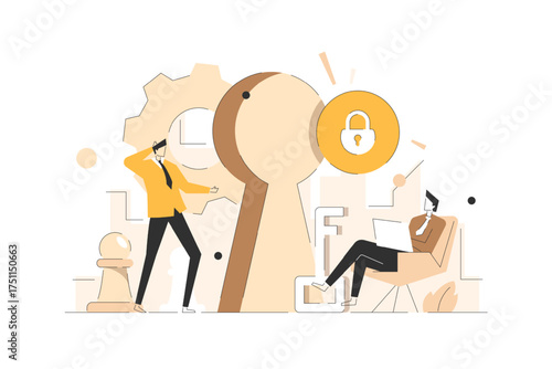 Financial Key to Success Concept,Unlocking the secret to investment opportunities, wealth solutions, and gaining profit