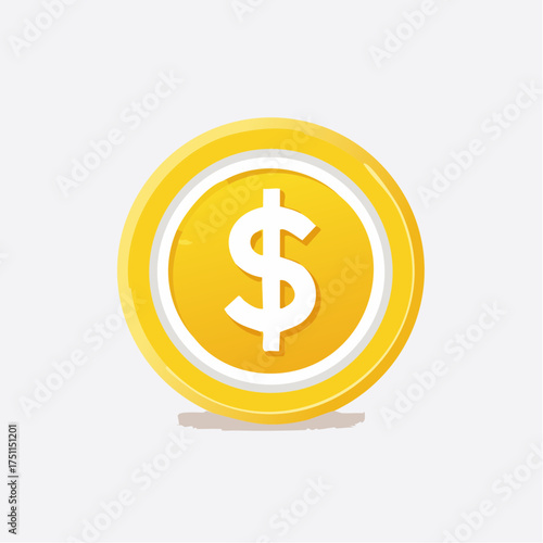 Illustrative depiction of a golden coin featuring a dollar sign on a pristine backdrop