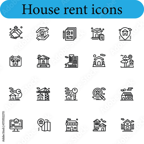 Collection of house rent and real estate icons