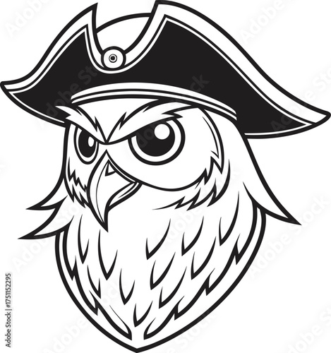 Illustration of an owl wearing a pirate hat