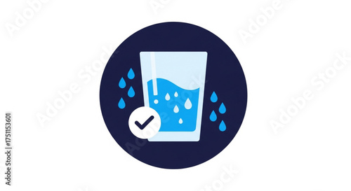 Glass of water icon hydration, health, and wellness concept vector illustration stay hydrated and healthy