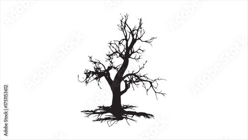 Dark Halloween Dead Tree Silhouette Vector Illustration