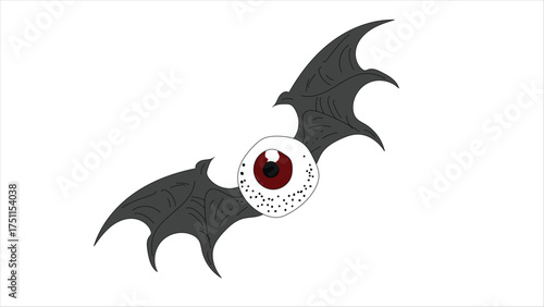  Flying Eyeball Monster Bat Cartoon Vector
