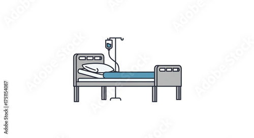 Hospital bed with iv drip, providing medical care and treatment for patient recovery and healthcare needs
