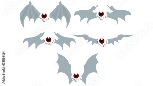  Flying Eyeball Monster Bat Cartoon Vector