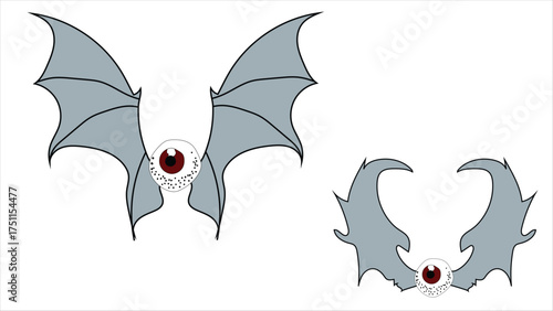  Flying Eyeball Monster Bat Cartoon Vector