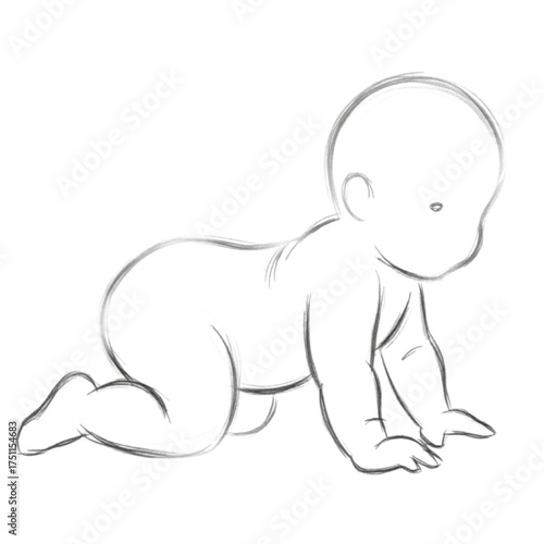 Sketch of a Baby Crawling on White Background untitled vector