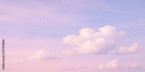 Bright, blue sky with fluffy white clouds in the daytime summer nature view