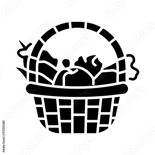 autum Glyph icon. food on the basket