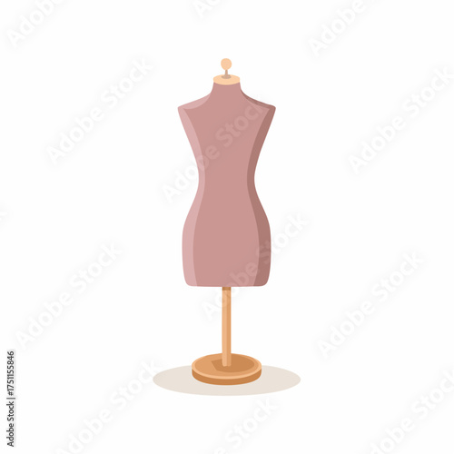 Isolated artistic mannequin illustration with a soft pink color, suitable for fashion design and tailoring