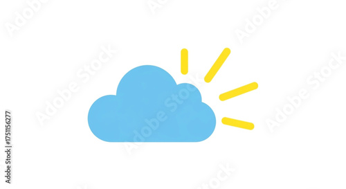 Illustration of a sun partially hidden behind a cloud, representing weather, sunshine, and overcast conditions