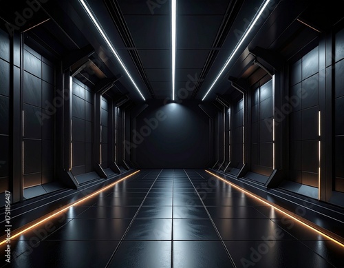 Futuristic Lighting Photorealistic Background Angle Dark Studio Abstract Mood Energetic Perspective, Wide Wallpaper establishing