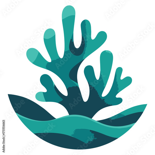 Abstract Coral Reef and Ocean Waves Stylized Vector Illustration