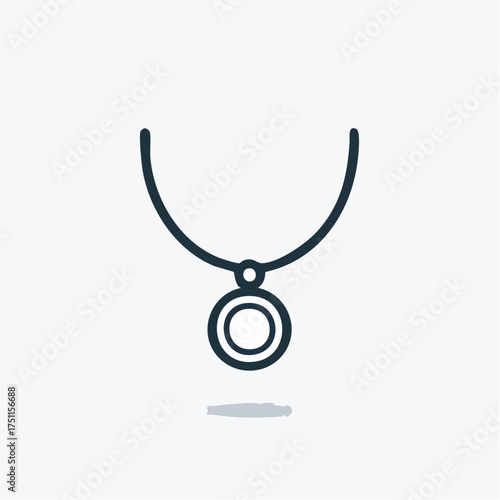 Minimalist necklace illustration on a light background with subtle shadow and fine lines detailing