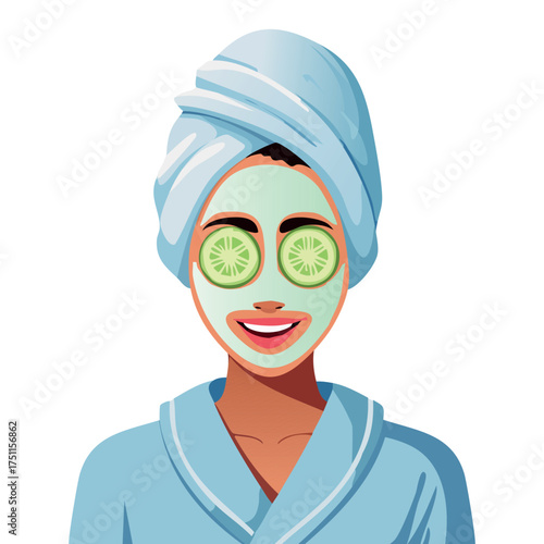 a woman is having a relaxing facial treatment. Beauty, wellness and spa treatment. 
