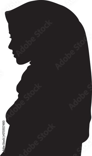 Muslim woman in hijab silhouette vector illustration
