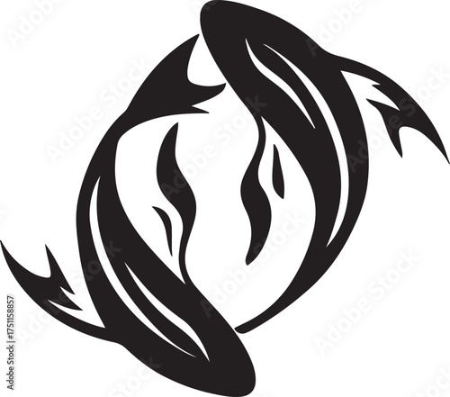 Two koi fish in a circular pattern vector illustration 